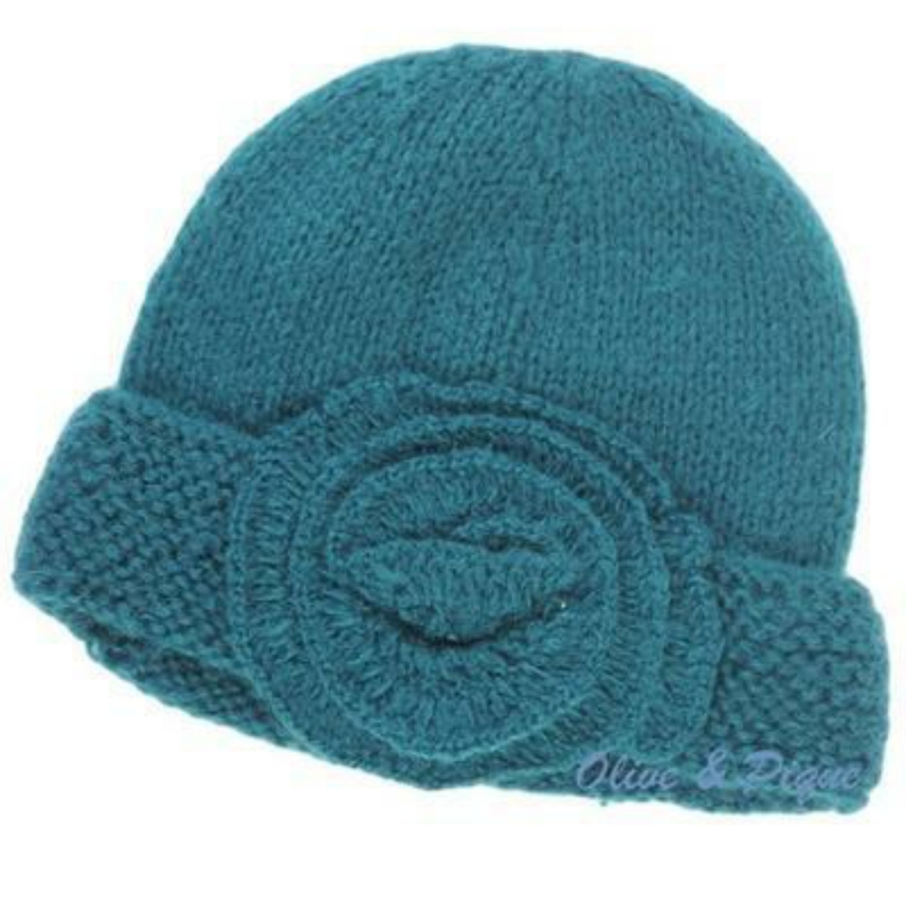 Brimmed Flapper Beanie in Emerald Green